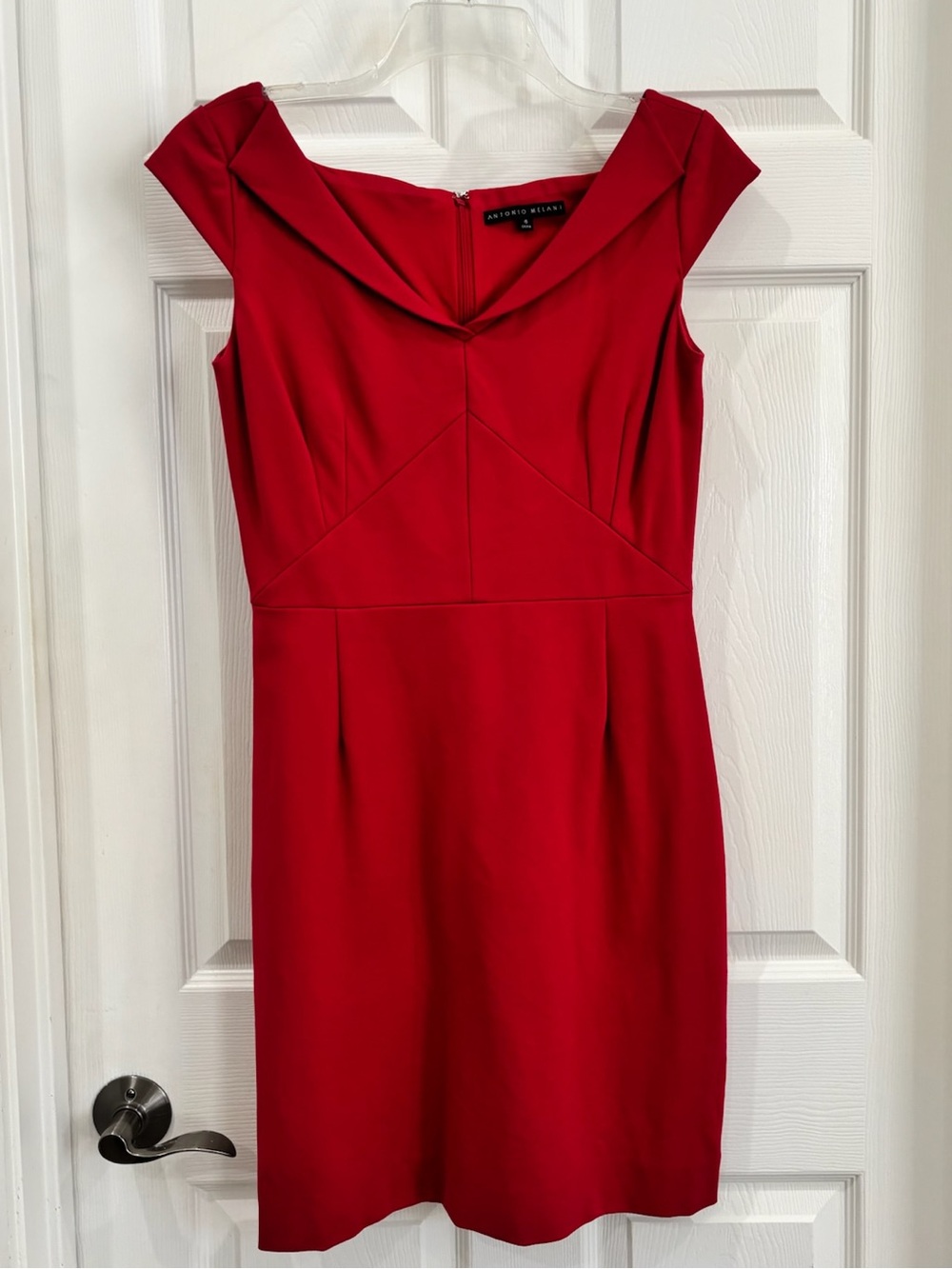ANTONIO MELANI Red Cap Sleeve Sheath Dress